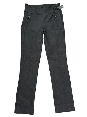 NWT! Soho Plaid Pull On Straight Leg Dress Pants Faux Pockets Zip Black White S